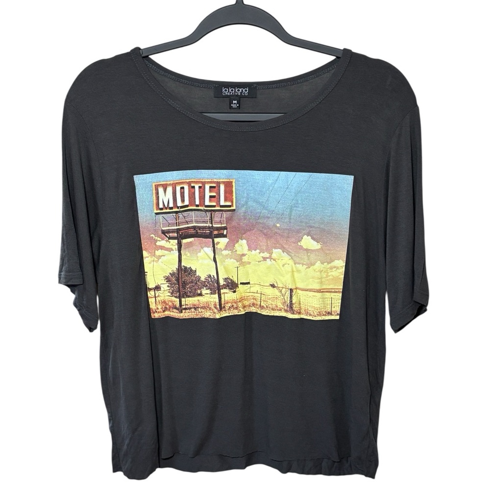 La La Land Creative Co Motel Graphic Tee Black Size Medium Short Sleeve